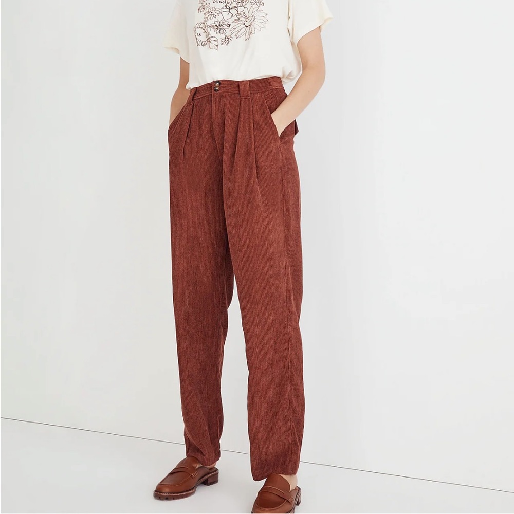 Corduroy High-Rise Tapered Pants